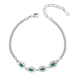 Bratara argint cu pietre verzi DiAmanti Z1099B1_G-DIA (Argint 925‰ 4,9 g.)